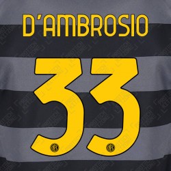 D'Ambrosio 33 (Official Inter Milan 2020/21 Third Club Name and Numbering)